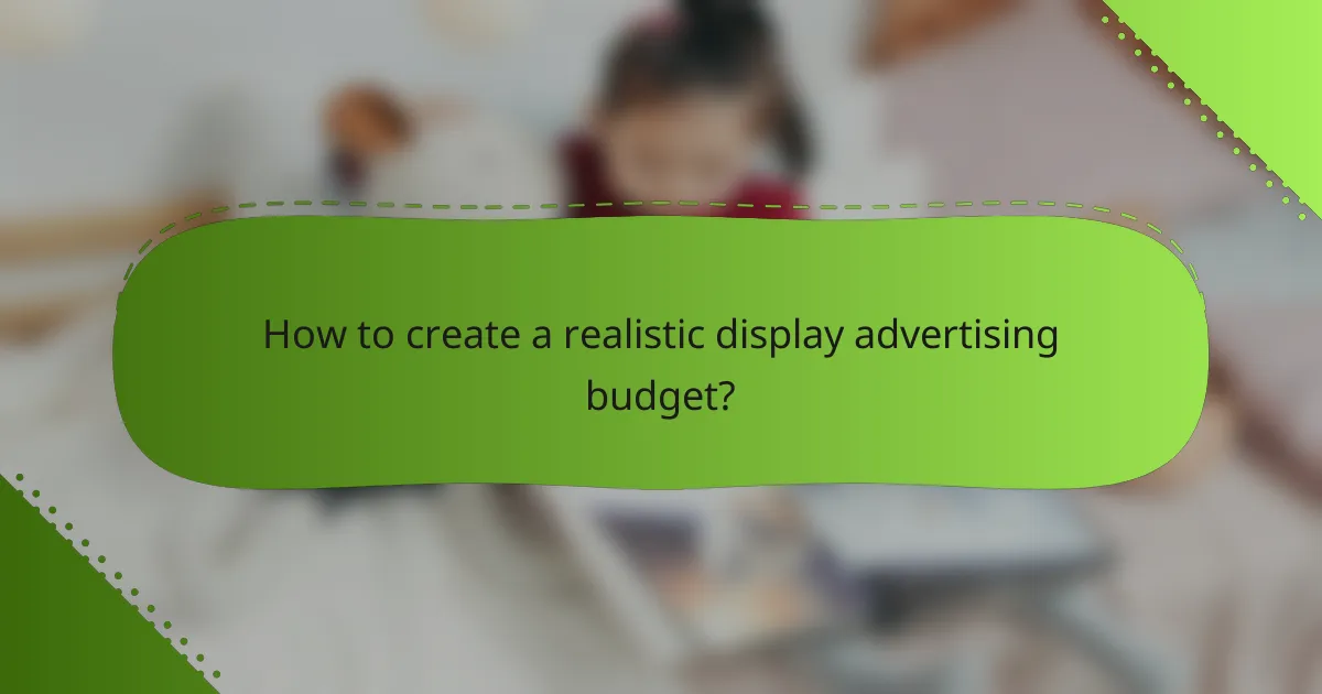 How to create a realistic display advertising budget?