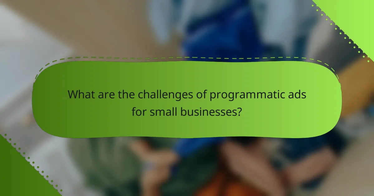 What are the challenges of programmatic ads for small businesses?