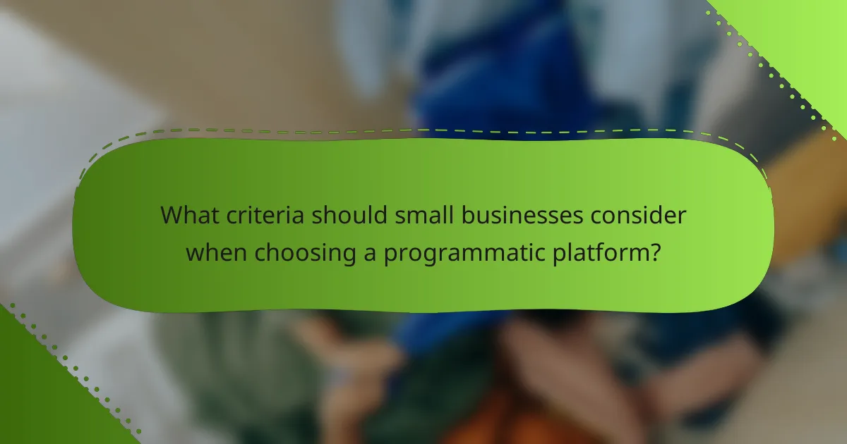 What criteria should small businesses consider when choosing a programmatic platform?